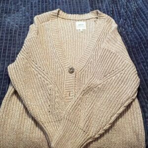 Aerie Tan Button Down Sweater